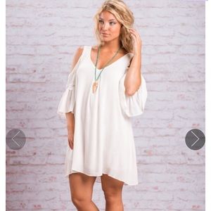Small cold shoulder ivory dress